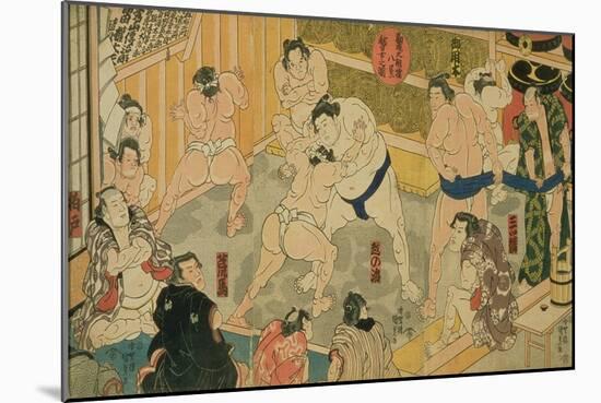 One of Eight Views of Kanjin Sumo, Pub. by Tsutaya, 19th Century-Utagawa Kunisada-Mounted Giclee Print