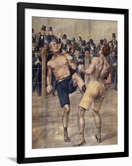 One of First Savate Meetings, French Boxing, Fought in Paris in 1899, Colour. France, 19th Century-null-Framed Giclee Print