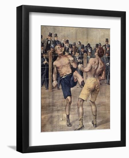 One of First Savate Meetings, French Boxing, Fought in Paris in 1899, Colour. France, 19th Century-null-Framed Premium Giclee Print