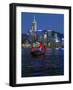 One of Last Remaining Chinese Sailing Junks, Victoria Harbour from Kowloon, Hong Kong, China, Asia-Gavin Hellier-Framed Photographic Print