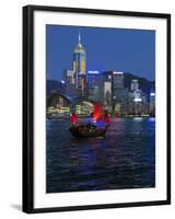 One of Last Remaining Chinese Sailing Junks, Victoria Harbour from Kowloon, Hong Kong, China, Asia-Gavin Hellier-Framed Photographic Print