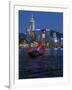 One of Last Remaining Chinese Sailing Junks, Victoria Harbour from Kowloon, Hong Kong, China, Asia-Gavin Hellier-Framed Photographic Print