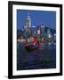 One of Last Remaining Chinese Sailing Junks, Victoria Harbour from Kowloon, Hong Kong, China, Asia-Gavin Hellier-Framed Photographic Print