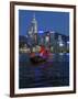 One of Last Remaining Chinese Sailing Junks, Victoria Harbour from Kowloon, Hong Kong, China, Asia-Gavin Hellier-Framed Photographic Print