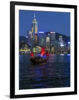 One of Last Remaining Chinese Sailing Junks, Victoria Harbour from Kowloon, Hong Kong, China, Asia-Gavin Hellier-Framed Photographic Print