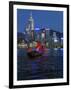 One of Last Remaining Chinese Sailing Junks, Victoria Harbour from Kowloon, Hong Kong, China, Asia-Gavin Hellier-Framed Photographic Print