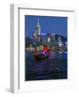 One of Last Remaining Chinese Sailing Junks, Victoria Harbour from Kowloon, Hong Kong, China, Asia-Gavin Hellier-Framed Photographic Print