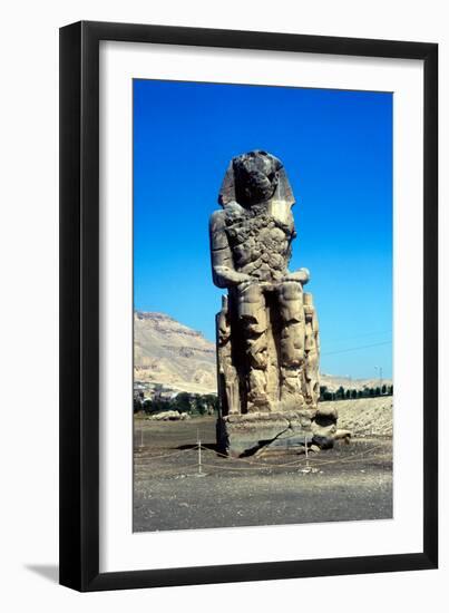 One of the Colossi of Memnon, Near the Valley of the Kings, Egypt, 14th Century Bc-null-Framed Photographic Print