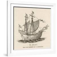 One of the Five Vessels of His Fleet the Caravel Victoria-null-Framed Art Print