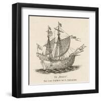 One of the Five Vessels of His Fleet the Caravel Victoria-null-Framed Art Print