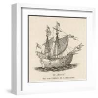 One of the Five Vessels of His Fleet the Caravel Victoria-null-Framed Art Print