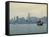 One of the Last Remaining Chinese Junk Boats Sails on Victoria Harbour, Hong Kong, China-Amanda Hall-Framed Stretched Canvas