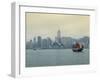 One of the Last Remaining Chinese Junk Boats Sails on Victoria Harbour, Hong Kong, China-Amanda Hall-Framed Photographic Print