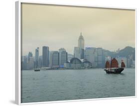 One of the Last Remaining Chinese Junk Boats Sails on Victoria Harbour, Hong Kong, China-Amanda Hall-Framed Photographic Print