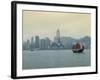 One of the Last Remaining Chinese Junk Boats Sails on Victoria Harbour, Hong Kong, China-Amanda Hall-Framed Photographic Print