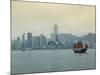 One of the Last Remaining Chinese Junk Boats Sails on Victoria Harbour, Hong Kong, China-Amanda Hall-Mounted Photographic Print