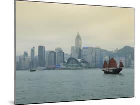 One of the Last Remaining Chinese Junk Boats Sails on Victoria Harbour, Hong Kong, China-Amanda Hall-Mounted Photographic Print