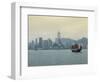 One of the Last Remaining Chinese Junk Boats Sails on Victoria Harbour, Hong Kong, China-Amanda Hall-Framed Photographic Print