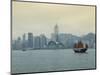 One of the Last Remaining Chinese Junk Boats Sails on Victoria Harbour, Hong Kong, China-Amanda Hall-Mounted Photographic Print