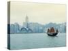 One of the Last Remaining Chinese Sailing Junks on Victoria Harbour, Hong Kong, China-Amanda Hall-Stretched Canvas