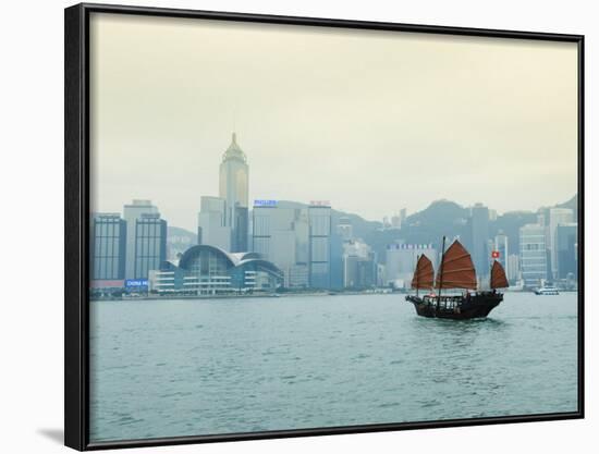 One of the Last Remaining Chinese Sailing Junks on Victoria Harbour, Hong Kong, China-Amanda Hall-Framed Photographic Print