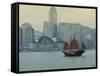 One of the Last Remaining Chinese Sailing Junks on Victoria Harbour, Hong Kong, China-Amanda Hall-Framed Stretched Canvas