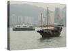 One of the Last Remaining Chinese Sailing Junks on Victoria Harbour, Hong Kong, China-Amanda Hall-Stretched Canvas