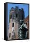 One of the Polygonal Towers and Statue of Julius Caesar, Porta Palatina, Turin, Piedmont, Italy BC-null-Framed Stretched Canvas