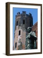 One of the Polygonal Towers and Statue of Julius Caesar, Porta Palatina, Turin, Piedmont, Italy BC-null-Framed Giclee Print