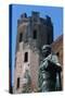 One of the Polygonal Towers and Statue of Julius Caesar, Porta Palatina, Turin, Piedmont, Italy BC-null-Stretched Canvas
