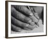 One of the Rotolo Brothers Learning to Write After Cataract Operations Which Restored Their Sight-Carlo Bavagnoli-Framed Photographic Print