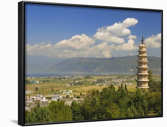 One of the Three Pagodas, and Erhai Lake in Background, Dali Old Town, Yunnan Province, China-Jochen Schlenker-Framed Photographic Print