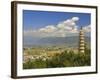 One of the Three Pagodas, and Erhai Lake in Background, Dali Old Town, Yunnan Province, China-Jochen Schlenker-Framed Photographic Print