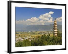 One of the Three Pagodas, and Erhai Lake in Background, Dali Old Town, Yunnan Province, China-Jochen Schlenker-Framed Photographic Print