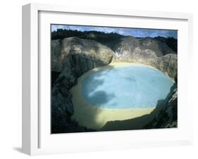 One of Three Crater Lakes at the Summit of Kelimutu Volcano Near Moni-Robert Francis-Framed Photographic Print