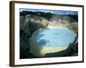 One of Three Crater Lakes at the Summit of Kelimutu Volcano Near Moni-Robert Francis-Framed Photographic Print