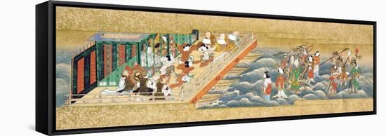 One of Three Miniature Handscrolls Depicting the Story of Taishokkan (The Great Woven Cap)-null-Framed Stretched Canvas