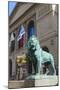 One of Two Bronze Lion Statues Outside the Art Institute of Chicago-Amanda Hall-Mounted Photographic Print