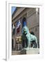 One of Two Bronze Lion Statues Outside the Art Institute of Chicago-Amanda Hall-Framed Photographic Print