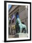 One of Two Bronze Lion Statues Outside the Art Institute of Chicago-Amanda Hall-Framed Photographic Print