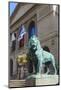 One of Two Bronze Lion Statues Outside the Art Institute of Chicago-Amanda Hall-Mounted Photographic Print