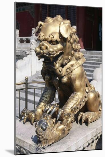 One of Two Bronze Lions Guarding Gate of Heavenly Purity (Unesco World Heritage List-null-Mounted Giclee Print