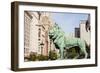 One of Two Iconic Bronze Lion Statues Outside the Art Institute of Chicago, Chicago, Illinois, USA-Amanda Hall-Framed Photographic Print