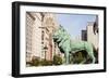 One of Two Iconic Bronze Lion Statues Outside the Art Institute of Chicago, Chicago, Illinois, USA-Amanda Hall-Framed Photographic Print