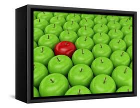 One Red Apple On A Background Of Green Apples-Maestriadiz-Framed Stretched Canvas