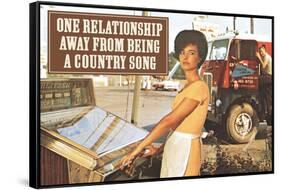 One Relationship Away From Being Country Song Funny Poste-Ephemera-Framed Stretched Canvas