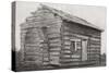 One Room, One Window, Dirt Floor Log Cabin at Sinking Spring Farm, Hardin County, Kentucky, America-null-Stretched Canvas