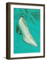 One Silver High-Heeled Shoe-null-Framed Art Print