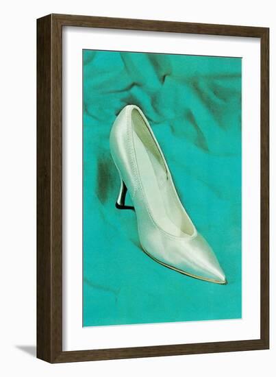 One Silver High-Heeled Shoe-null-Framed Art Print