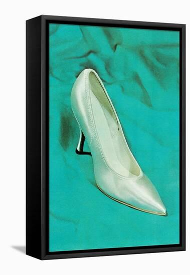 One Silver High-Heeled Shoe-null-Framed Stretched Canvas